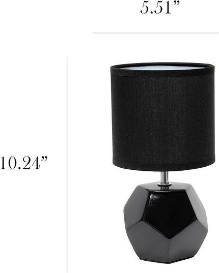 Simple Designs LT2065-WHT Round Prism Mini Table Lamp with Matching Fabric Shade, White - LeafyLoom