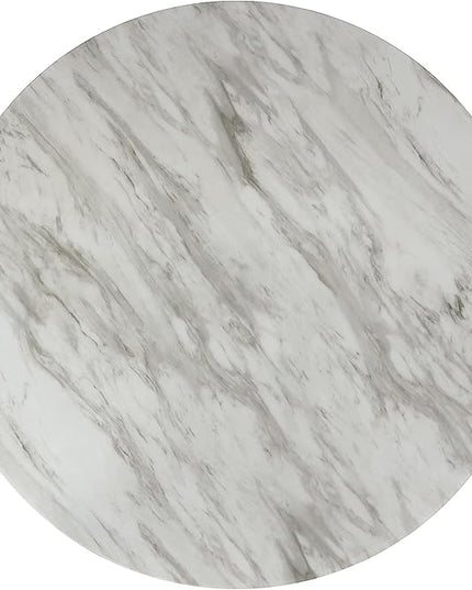 New Classic Furniture Celeste 5-Piece Faux Marble Round Counter Set with 1 Table and 4 Chairs, 42-Inch, Grey - LeafyLoom