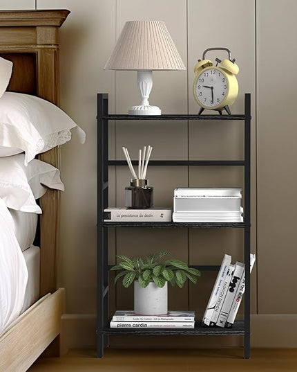 CADUKE Industrial Bookcase 3 Tier Book Shelf Organizer for Office Small Bookshelf with Storage for Bedroom Black Book Display Shelf Wood for Living Room Study Room - LeafyLoom