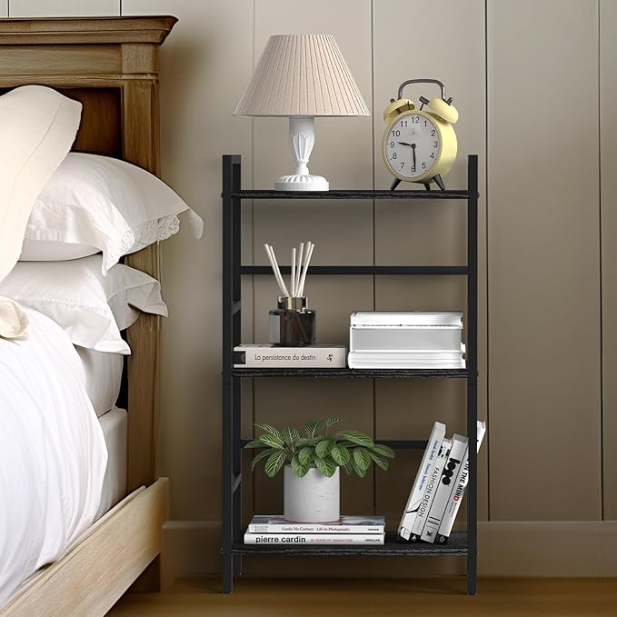 CADUKE Industrial Bookcase 3 Tier Book Shelf Organizer for Office Small Bookshelf with Storage for Bedroom Black Book Display Shelf Wood for Living Room Study Room - LeafyLoom