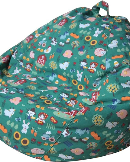 YuppieLife Stuffed Animal Storage Bean Bag Chairs Canvas Cover for Kids(No Filling)/Machine Washable and Durable Toddler Bean Bag Sofa Cover for Room Decor (Farm, 38'') - LeafyLoom