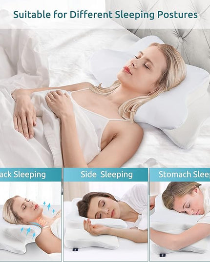 DONAMA Cervical Pillow for Neck Pain Relief,Contour Memory Foam Pillow,Ergonomic Orthopedic Neck Support Pillow for Side,Back and Stomach Sleepers with Breathable Pillowcase-King Size - LeafyLoom