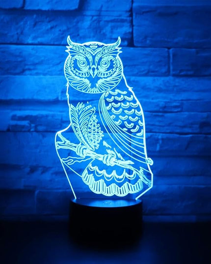 Owl Lamp Desk Table Light 3D Optical Illusion Night Light 3D Lamp owl Night Lamp 7 Colors Changing Touch Control Gift for Christmas Birthday Valentine's Day Kids - LeafyLoom