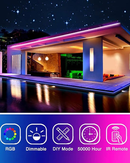 phopollo Led Lights 40ft for Bedroom RGB Color Changing Led Lights Kit with Power Supply and Remote Phopollo