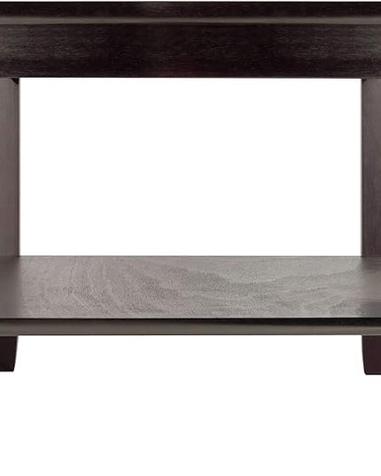 Winsome Genoa Rectangular Coffee Table with Glass Top and Shelf & Genoa Occasional Table, Dark Espresso - LeafyLoom