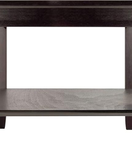 Winsome Genoa Rectangular Coffee Table with Glass Top And Shelf, Espresso - LeafyLoom