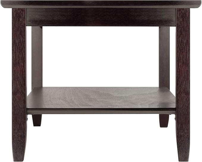 Winsome Genoa Rectangular Coffee Table with Glass Top And Shelf, Espresso - LeafyLoom