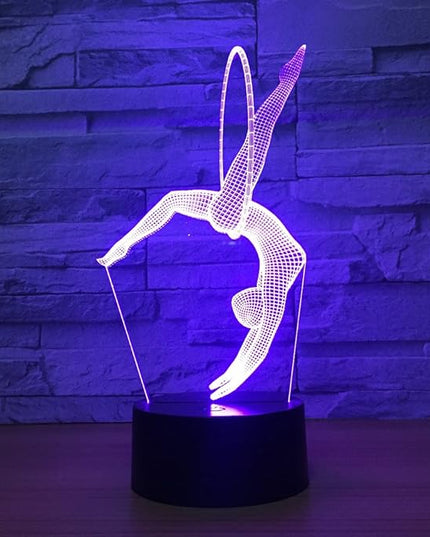 Gymnastics 3D Optical Illusion Lamp 7 Colors Change Timing Remote Control and Touch Button LED Table Desk Lamp for Home Bedroom Decoration - LeafyLoom