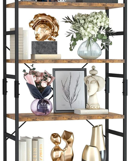 NUMENN 6 Tier Bookshelf, Tall Bookcase Shelf Storage Organizer, Modern Book Shelf for Bedroom, Living Room and Home Office, Vintage - LeafyLoom