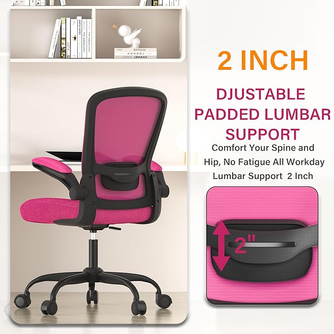 Office Chair, Ergonomic Desk Chair with Adjustable Lumbar Support, High Back Mesh Computer Chair with Flip-up Armrests-BIFMA Passed Task Chairs, Executive Chair for Home Office - LeafyLoom
