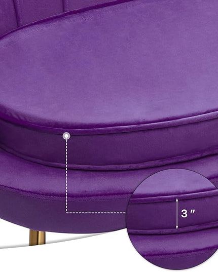 MoNiBloom 52" Purple Velvet Loveseat Sofa with 2 Pillows, Modern 2-Seater Sofa Upholstered Tufted Love Seat Couch with Golden Metal Legs for Living Room Conference Room, 300 Lbs Capacity - LeafyLoom