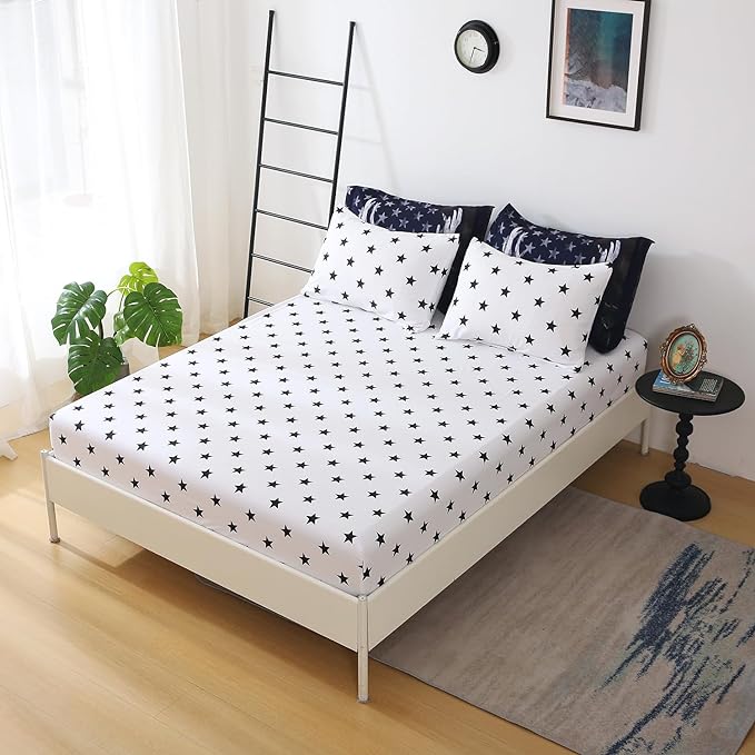 Boys Camo Deer Bedding Set Queen Size 7 Piece Bed in A Bag Camouflage American Flag Comforter Set for Kids Teens Men Super Soft All Season - LeafyLoom