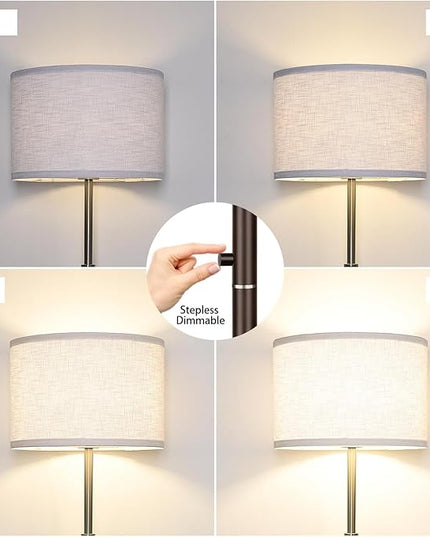 【Upgraded】 Dimmable Floor Lamp for Living Room, 1100 Lumens LED Edison Bulb Included, Simple Standing Lamp with Linen Lamp Shade, Modern Tall Lamp for Living Room Bedroom Office Dining Room Dorm - LeafyLoom