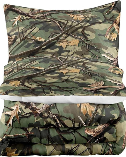 LUVIVIHOME 3PCS Green Camo Comforter Set King Size, Rustic Camouflage Bedding Quilt Country Farmhouse Forest Man Cave Bedroom Decor, Hunting Gifts for Men Husband Boyfriend Boys, 2 Pillow Shams - LeafyLoom