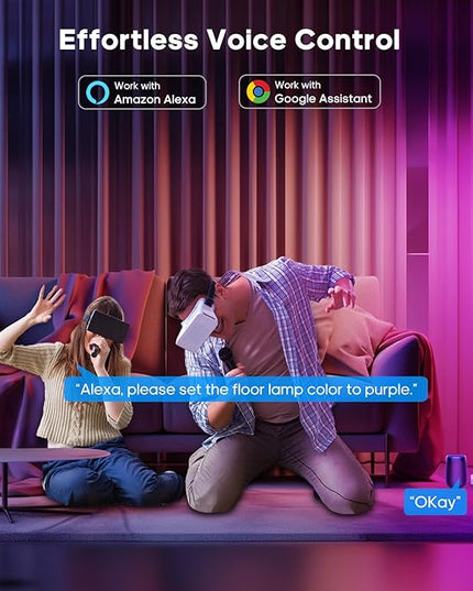 sympa RGB+IC Floor Lamp-63''Smart LED Corner Lamp with Alexa,Color Changing Standing Floor Lamp with 16 Million DIY Colors and Music Sync,Modern Floor Lamp for Living Room,Bedroom and Gaming Room - LeafyLoom