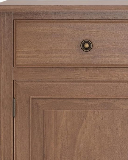 SIMPLIHOME Connaught Solid Wood 40 Inch Wide Traditional Entryway Storage Cabinet in Medium Saddle Brown, for The Living Room, Entryway and Family Room - LeafyLoom