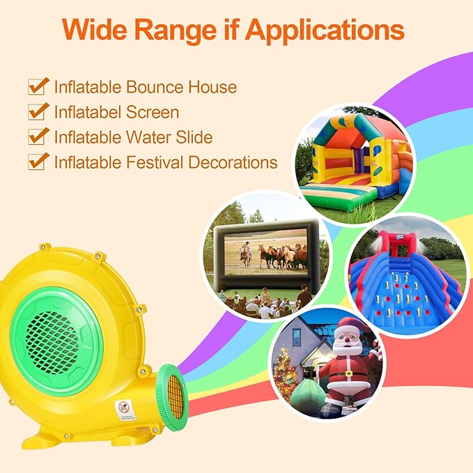 Bounce House Blower, 1100W 1.47HP Commercial Air Blower with Double-sided Fan Blade Design, Strong Wind and Great Heat Dissipation Properties for Large Bouncy Castle, Jump Slides, Arch - LeafyLoom