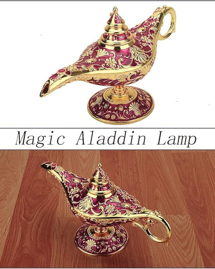 Legend Aladdin Lamp Magic Genie Wishing Light, Classic Arabian Nights Costume Props Lamp Table Decor for Home Wedding Party Halloween Birthday Beautiful Gift Toy for Women Girl (Purple & Gold) - LeafyLoom