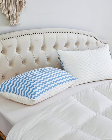 King Size Pillows - Adjustable Firm King Pillows for Back Stomach and Side Sleeper- Shredded Memory Foam Cooling Pillow for Neck and Shoulder Pain with Washable Cover and Bonus Foam Fill - LeafyLoom