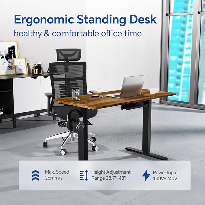 Motorized Standing Desks, Electric Stand Up Desk with Ultra Stable Construction and Cable Management,adjustable Height Desk with Memory Preset Design for Home Office Use 48x24 in Natural - LeafyLoom