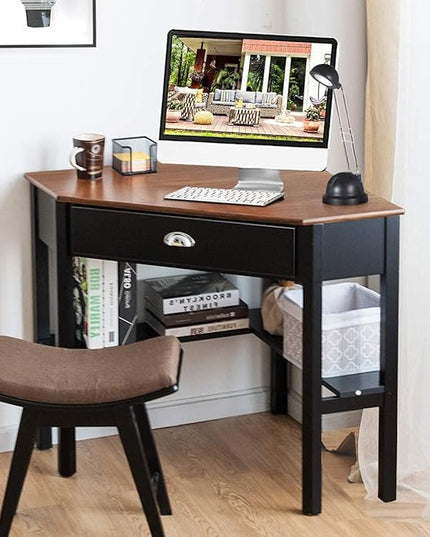 Corner Desk, Coffee - LeafyLoom