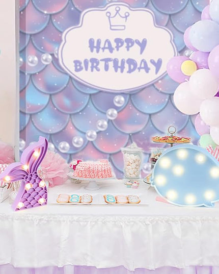 AceList Mermaid Birthday Decorations,Mermaid Ocean Party Supplies,LED Cute Mermaid Tail Night Light, Whale Table Night Lamp for Nursery Room,Bedroom,Wall Decor,Christmas,Birthday Gift for Baby - LeafyLoom