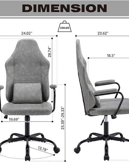Executive Office Chair, Home Office Desk Chair, High Back PU Leather Desk Chair, 360° Swivel Computer Chair, Height Adjustable Tilt Vanity Task Chair for Office, Reading Meeting Room - LeafyLoom