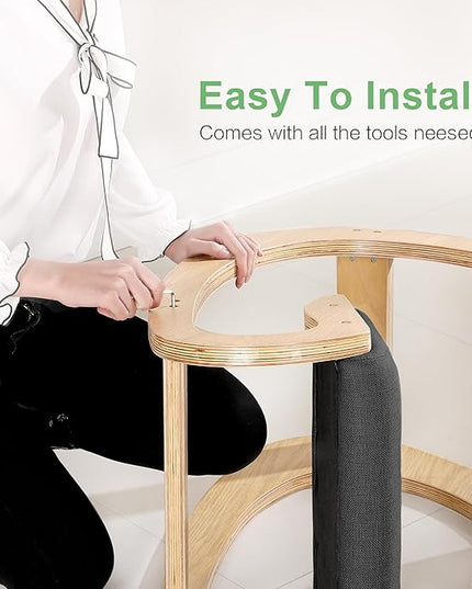 Predawn Ergonomic Kneeling Chair,Rocking Knee Chair Upright Posture Chair for Home Office Meditation Wooden & Linen Cushion-Office Chair for Back Neck Pain Relief & Improving Posture(White Oak-Black) - LeafyLoom