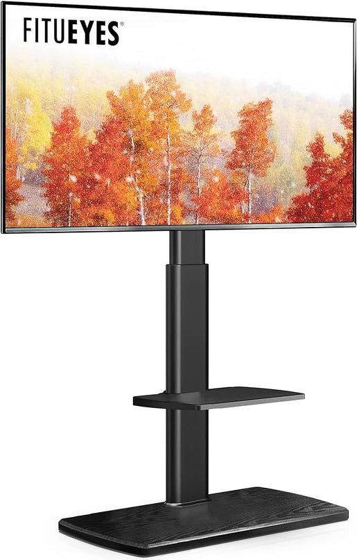 FITUEYES Floor TV Stand Tall Corner TV Stands for TVs 32 37 43 50 55 60 65 70 Inch Swivel TV Mount Stand with Height Adjustable Shelf Upgrade Sturdy Wood Base for Bedroom, Living Room - LeafyLoom