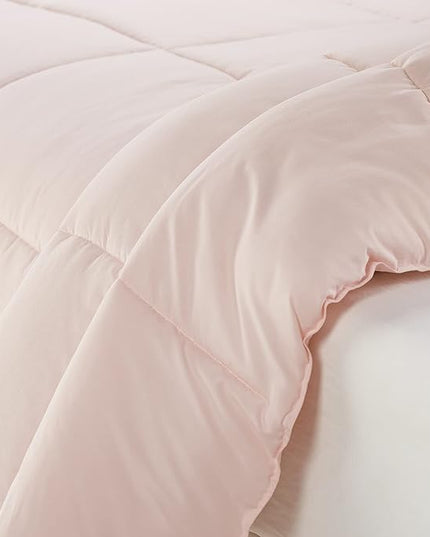 SERTA Simply Clean Ultra Soft Hypoallergenic Solid 2 Piece Comforter Set, Twin XL, Blush - LeafyLoom