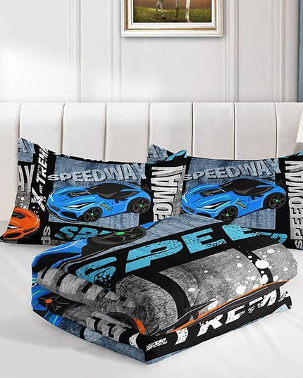 Datura home Sports Car Comforter Set Vintage Racing Car Printed Quilt Bedding Set with 1 Comforter and 2 Pillowcases for Boys and Girls Bedroom All Season(Sports Car Queen) - LeafyLoom
