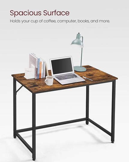 VASAGLE Computer Desk, Gaming Desk, Home Office Desk, for Small Spaces, 19.7 x 39.4 x 29.5 Inches, Industrial Style, Metal Frame, Rustic Brown and Black ULWD41X - LeafyLoom