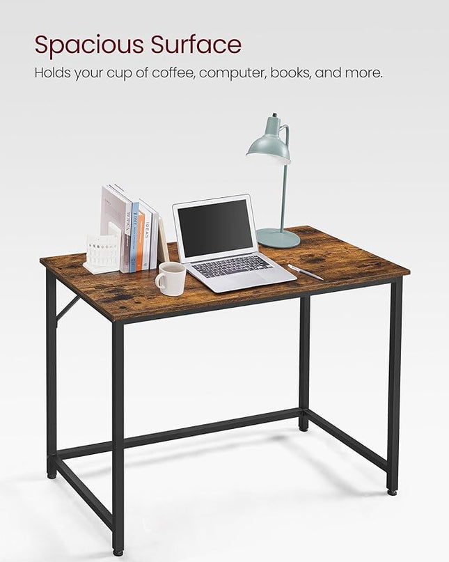 VASAGLE Computer Desk, Gaming Desk, Home Office Desk, for Small Spaces, 19.7 x 39.4 x 29.5 Inches, Industrial Style, Metal Frame, Rustic Brown and Black ULWD41X - LeafyLoom