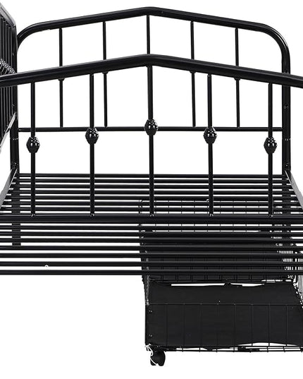 Twin Size Stylish Metal Daybed with 2 Drawers,Easy Assembly,Sofa Bed for Bedroom Living Guest-Room Apartment,Black - LeafyLoom