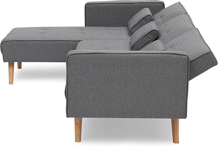NicBex Sectional Couch Sofa with Folding Function Velvet Sofa Bed Cloud Couch for Living Room Furniture Sets with Adjustable Back, Modular Sofa for Living Room, Bedroom, Apartment,104.5" L, Gray - LeafyLoom