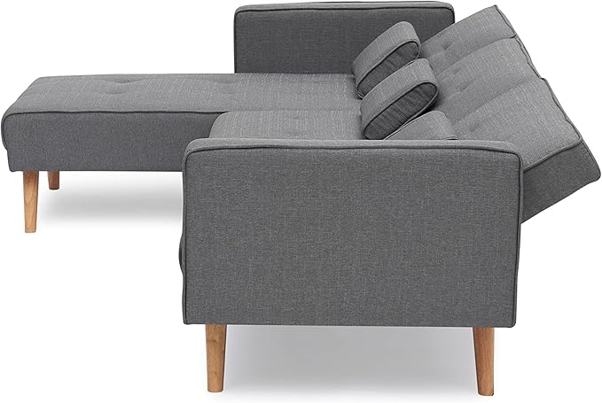 NicBex Sectional Couch Sofa with Folding Function Velvet Sofa Bed Cloud Couch for Living Room Furniture Sets with Adjustable Back, Modular Sofa for Living Room, Bedroom, Apartment,104.5" L, Gray - LeafyLoom