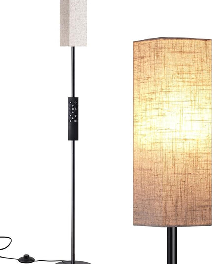 EDISHINE Modern Corner Floor Lamp, 65" Minimalist Pole Lamp with Remote, Dimmable Tall Reading Light for Living Room, Bedroom, Office, 9W LED Bulb Included (Black) - LeafyLoom