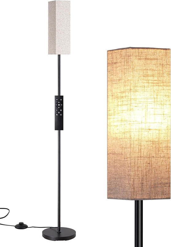 EDISHINE Modern Corner Floor Lamp, 65" Minimalist Pole Lamp with Remote, Dimmable Tall Reading Light for Living Room, Bedroom, Office, 9W LED Bulb Included (Black) - LeafyLoom