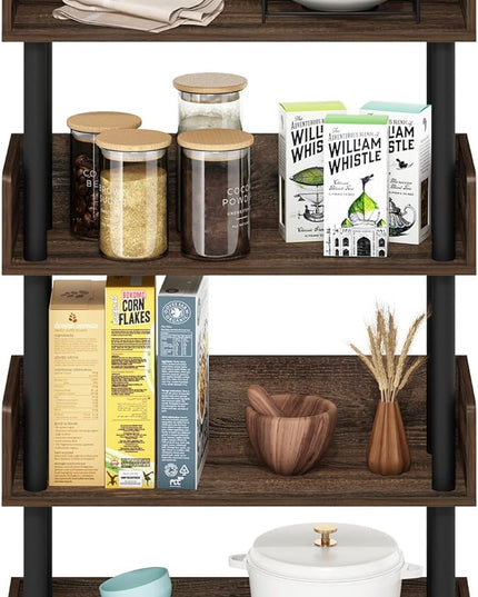 Furinno Turn-N-Tube 4-Tier Toolless Freestanding Multipurposes Display Rack, Walnut - LeafyLoom
