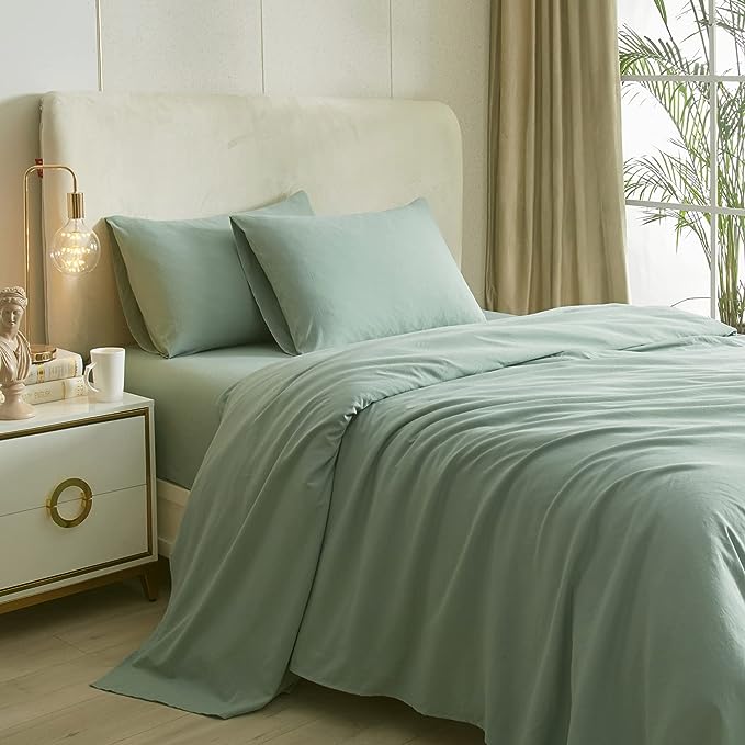 HighBuy Sage Green Sheets Twin XL 3 Piece Bed Sheets,16 Inch Deep Pocket,Luxury Soft Twin XL Sheet & Pillowcase Set,Fitted Sheets Twin XL,Cooling Sheets for Twin XL Bed - LeafyLoom