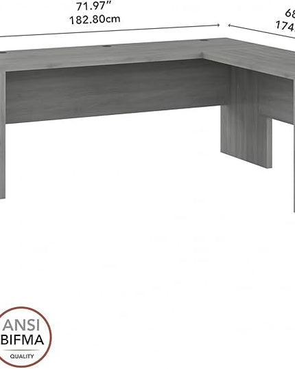 Bush Business Furniture Echo L Shaped Computer Desk, 72W, Modern Gray - LeafyLoom