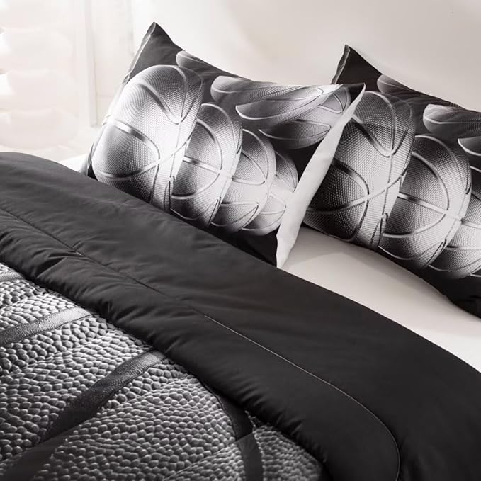 Basketball Comforter Set Twin Size for Boys Kids Teens All Season Sports Theme Basketball Bedding Sets Teenage Bed Bedrooom Set 3 Pieces with Pillowcases, - LeafyLoom