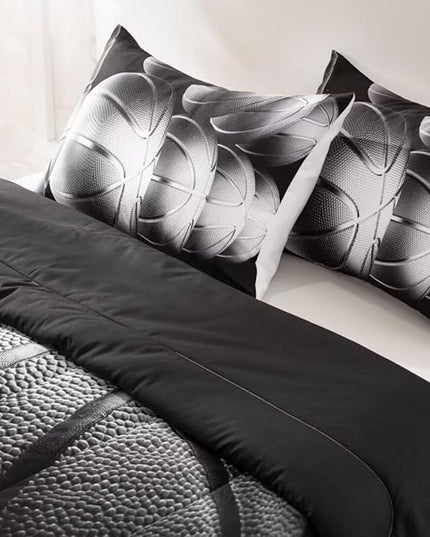 Basketball Comforter Set Full Size for Boys Kids Teens All Season Sports Theme Basketball Bedding Sets Teenage Bed Bedrooom Set 3 Pieces with Pillowcases, - LeafyLoom