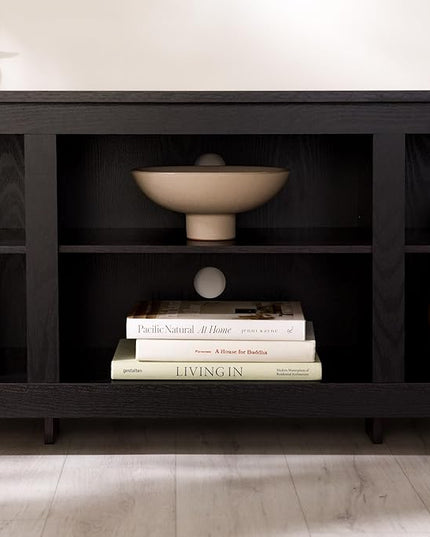 Walker Edison Wren Classic 6 Cubby TV Stand for TVs up to 80 Inches, 70 Inch, Black - LeafyLoom
