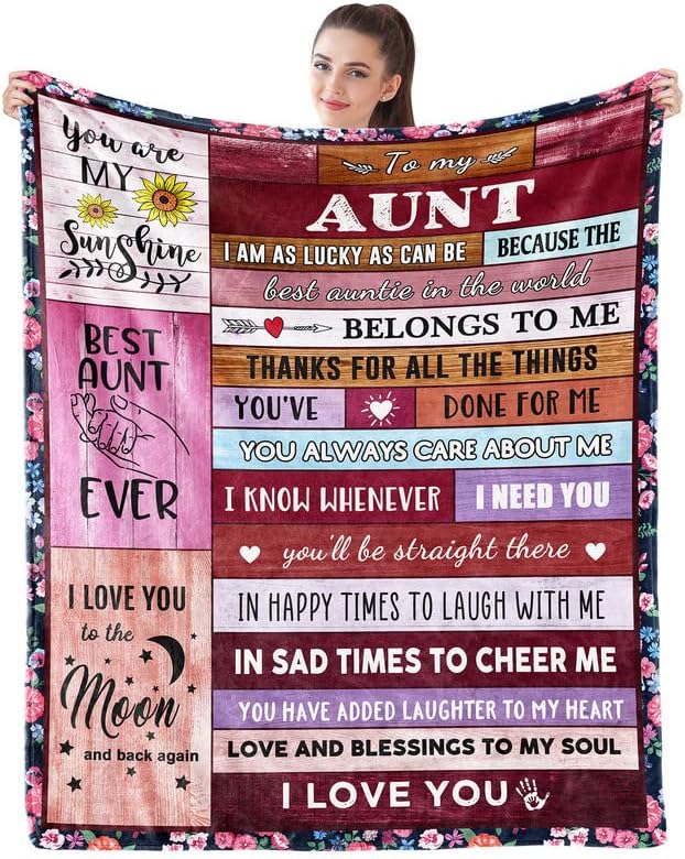 Gifts for Aunt from Niece and Nephew for Aunt Unique Gifts Ideas for Aunt from Niece Birthday Gifts for Aunt for Aunt Travelling Rugs 60x50 inch - LeafyLoom