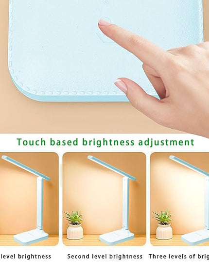 Desk lamp,LED Lamp,Touch Control,3 Color Modes,Eye-Protecting Table Lamp,Led Lights for Bedroom,Home,Office,Black (Medium Size, Blue) - LeafyLoom