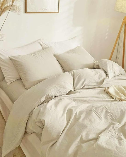 ETDIFFE Full Size Comforter, 3 Piece Khaki Boho Soft Light Khaki Modern Bedding Set, Lightweight All Season Microfiber Down Alternative Bed Comforter with 2 Pillow Shams for Women Men - LeafyLoom