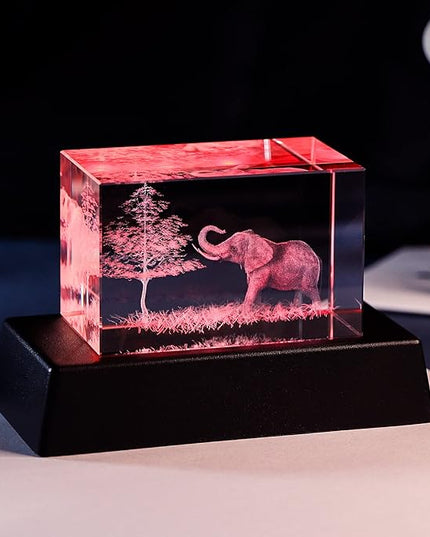 Qianwei Elephant Gifts for Women Decorations for Home, 3D Crystal Elephant Decor Stuff Figurines Statue Gift for Elephant Lovers, Mother Day Birthday Gifts for Mom Mother Mama from Daughter Son - LeafyLoom