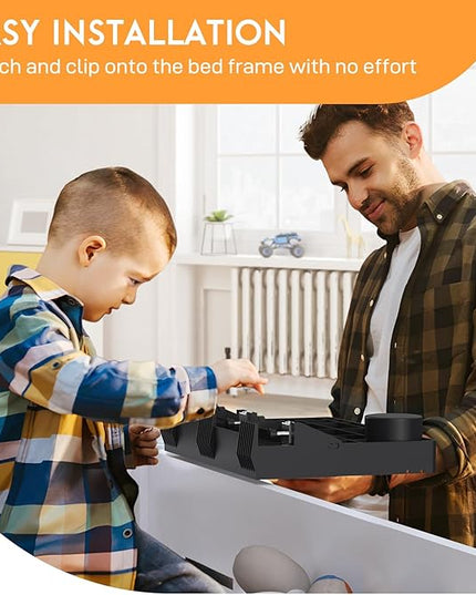 SPACELEAD Bedside Shelf for Bed & Top Bunk- College Dorm Room Essentials, Loft Bed Accessories, Clip On Nightstand Snack Organizer, Floating Bed Side Table Tray (Black，Plastic) - LeafyLoom