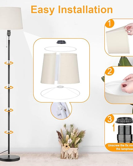 Floor Lamp for Living Room, Modern Standing Lamps with Linen Shade, Simple Design Pole Lamps Tall Floor Lamp for Bedroom, Bulb not Included - LeafyLoom